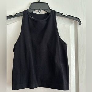 Free People Black Ribbed High-Neck Crop Tank